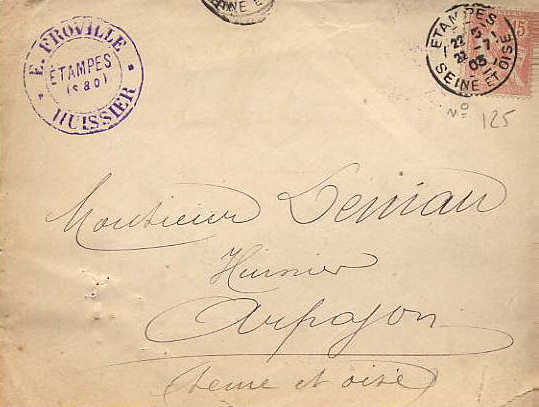 Tampon de Me Froville sur une de ses lettres en 1903