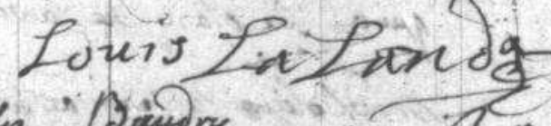 Signature de Louis Lalande mégissier en 1779