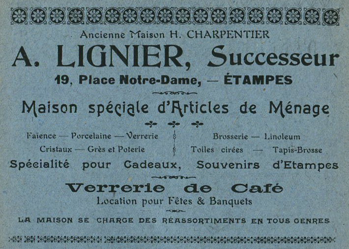 Réclame pour Lignier en 1912