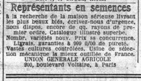 Annonce dans le Petit Parisien (1929)