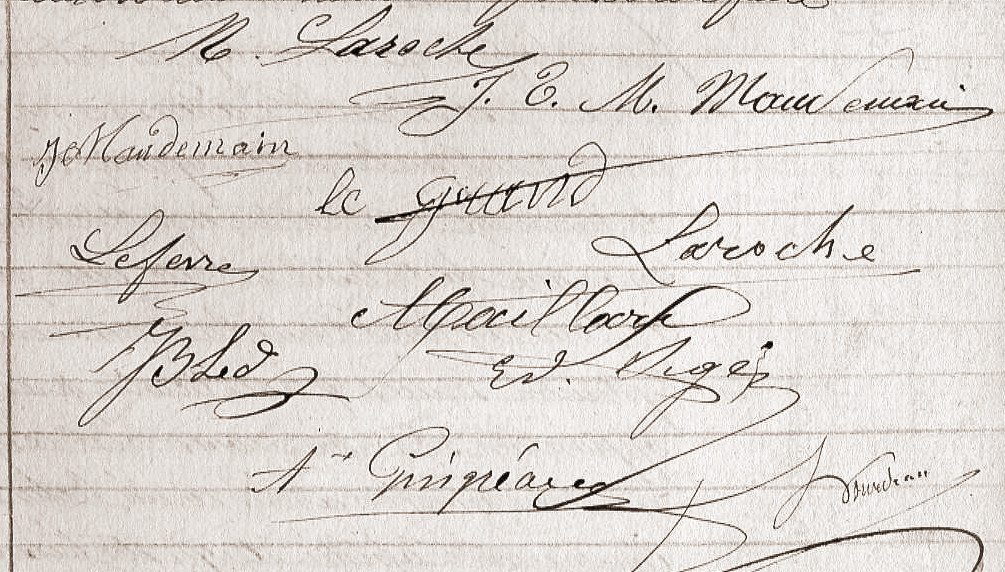 Signataires de l'acte de mariage de Jules Maudemain en 1880