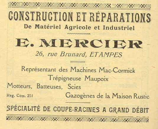 E. Mercier, mécanicien à Etampes