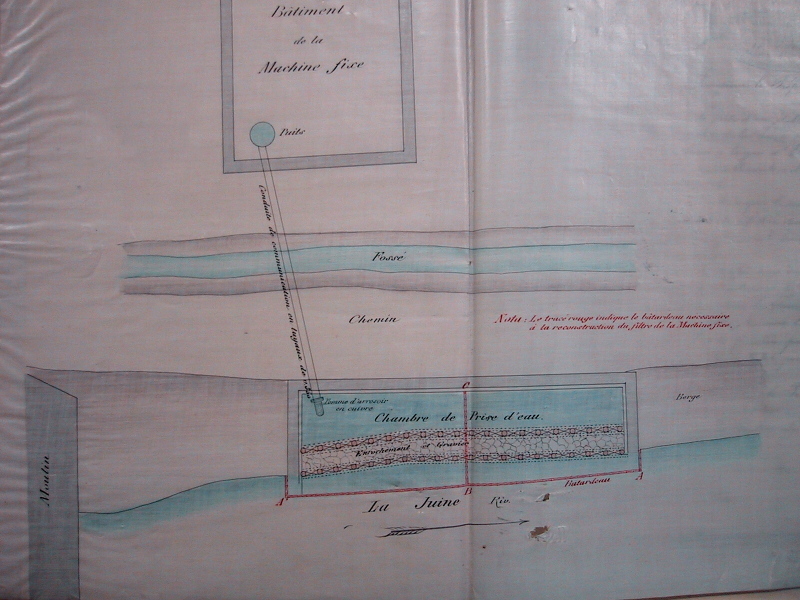 Plan de la prise d'eau envisagée en 1880 (cliché Frédéric Gatineau)