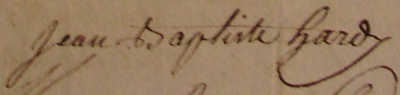 Signature de Jean-Baptiste Hardy en 1787