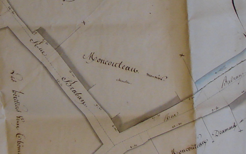 Le moulin vers 1815 (plan conservé aux Archives municipales)