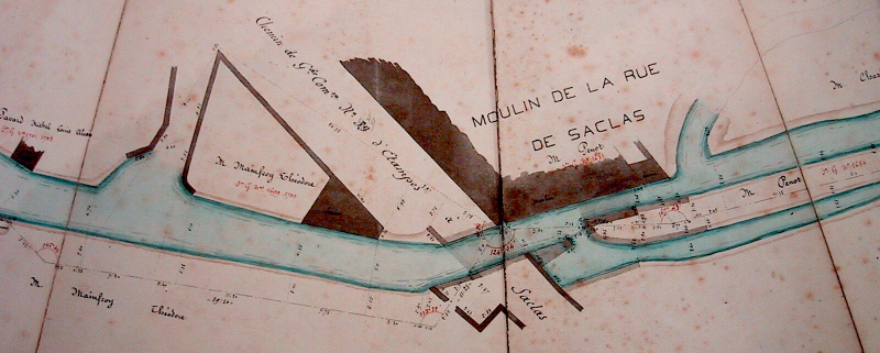 Le moulin Bonté sur un plan, vers 1822 (AD91, cliché Frédéric Gatineau)