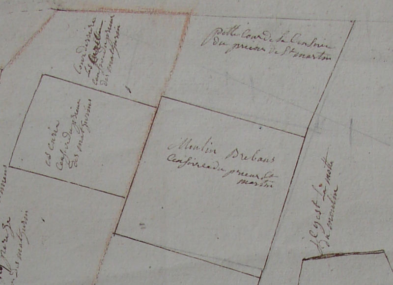 Plan du moulin au XVIIIe siècle, détail