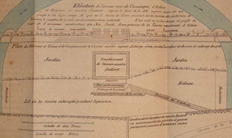 Plan du 22 août 1800 de la reconstruction de l'ancien moulin dit Fouleret