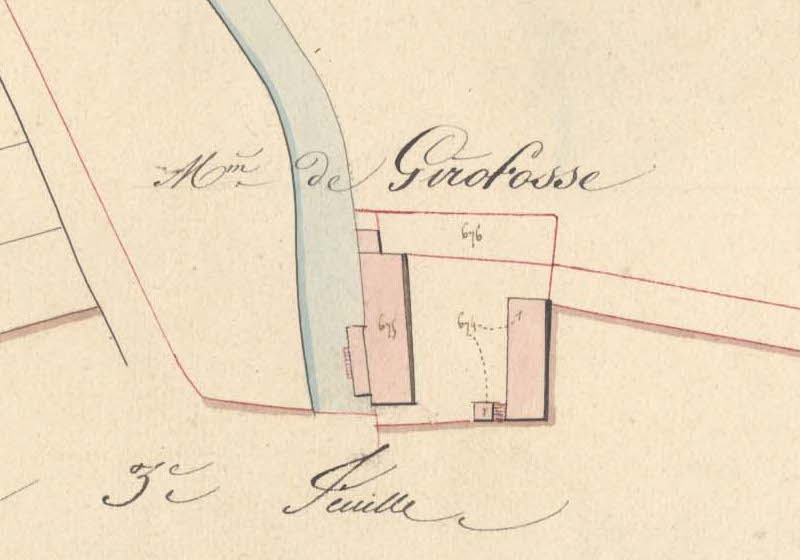 Moulin de Gérofosse sur le plan du cadastre de 1827