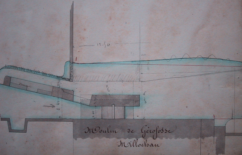 Plan du moulin en 1854 (AD91, cliché Frédéric Gatineau)