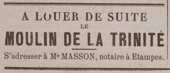 Le moulin de la Trinité en location (janvier 1901)