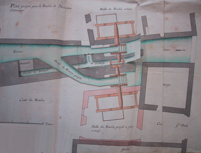 Plan du moulin projeté en 1787 (AD91, cliché Frédéric Gatineau)