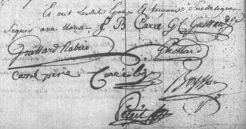 Mariage de Guettard Carré en 1799