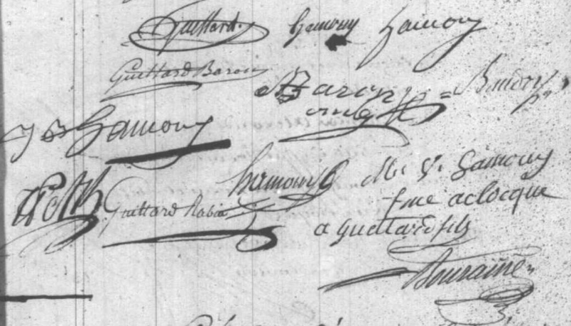 Témoins du mariage de Guettard le 10 août 1801