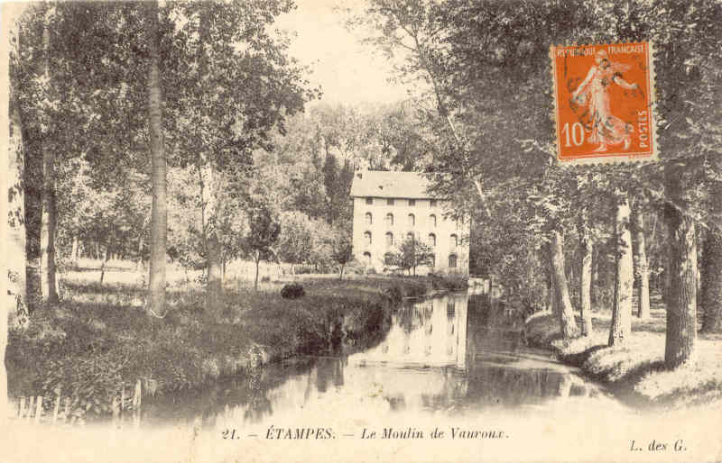 Le moulin de Vauroux en 1903 (cliché Louis-Didier des Gacons, carte n°21)