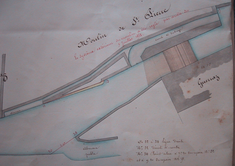 Plan du moulin du Bourgneuf (AD91, cliché Frédéric Gatineau)