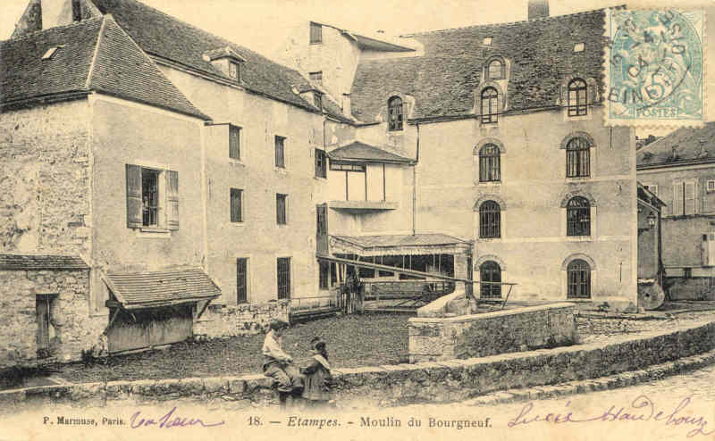 Le moulin du Bourgneuf en 1904 (carte postale Marmuse n°18)