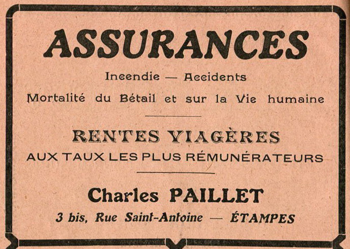 Charles Paillet, assureur à Etampes