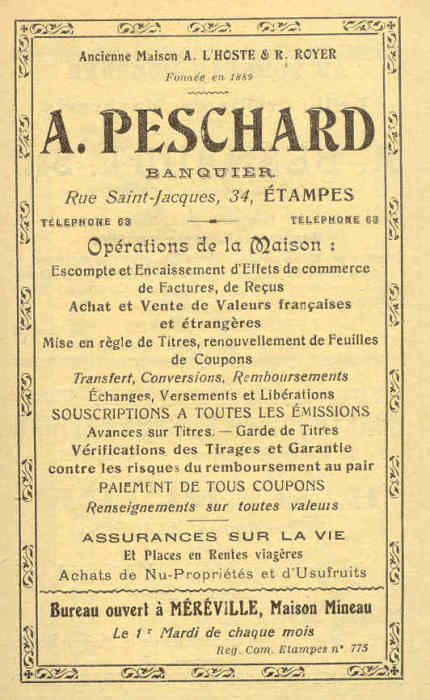 A. Peschard, banquier à Etampes (1925)
