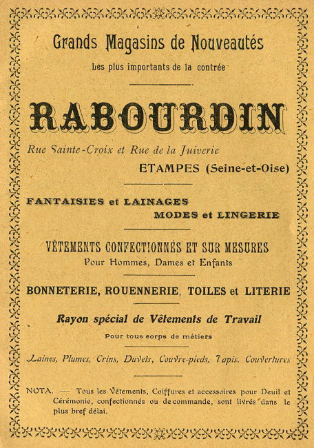 Rabourdin, réclame dans l'annuaire de 1913
