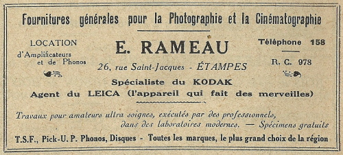Réclame pour Rameau dans le bulletin paroissial de Saint-Martin de 1935