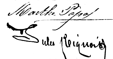 Signature des époux Riquois en 1881