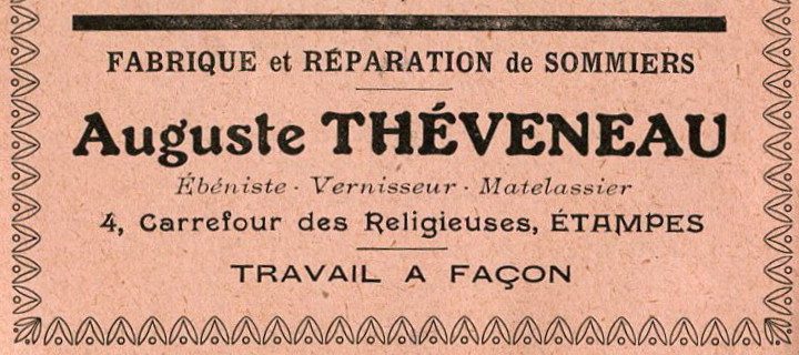 Auguste Théveneau, ébéniste matelassier à Etampes (1913)