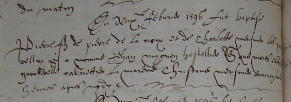 Jehan Mygnon parrain à Saint-Gilles le 2 février 1596