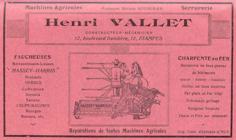 Réclame Henri Vallet de 1925