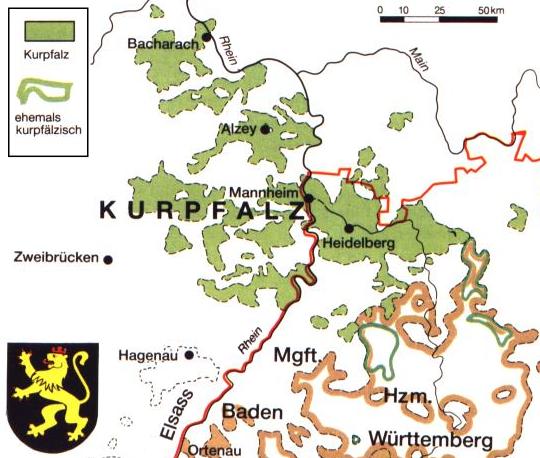 Carte du Palatinat au XVIe siècle