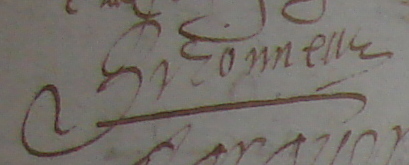 Signature de Berjonneau (Saint-Basile, 9 mars 1589)