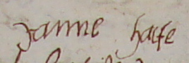 Signature de Jeanne Hattes (1606)