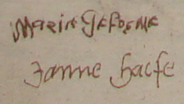 Signatures de Marie Delorme et de Jeanne Hattes, 3 mai 1609