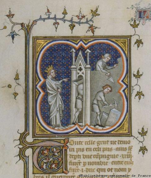 La fondation de Paris par le mythique duc troyen Ibor (miniature pour les Grandes Chroniques de France, 14e siècle, © BNF)