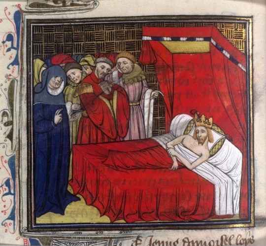 Mort de Philippe Ier (enluminure des Grandes Chroniques de France, XVe sièce)