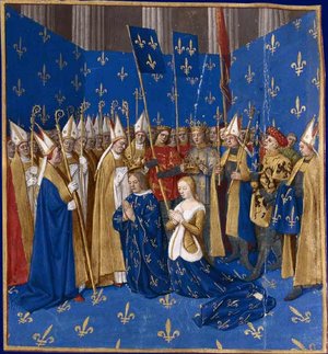 Jean Fouquet: Louis VIII et Blanche de Castille en 1223 (Grandes Chroniques de France, 1455-1460, BNF)