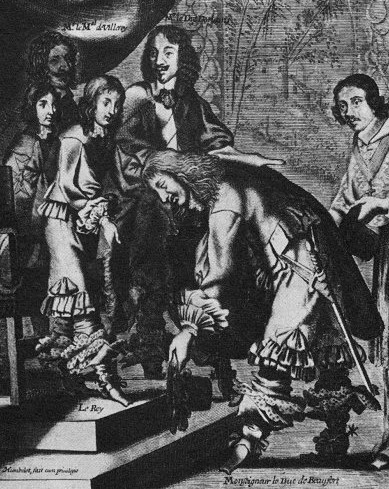 Les ducs d'Orléans et de Beaufort devant le jeune Louis XIV