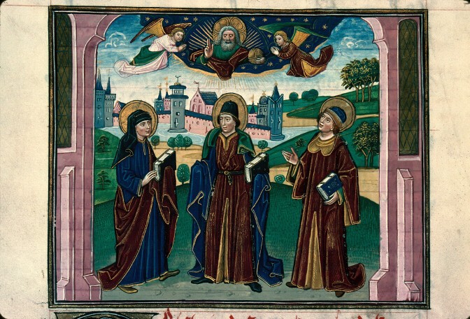 Enluminure d'une continuation flamande de la Légende dorée (Belgique, vers 1470), Mâcon, BM ms 0003, f°176v (© IRHT)