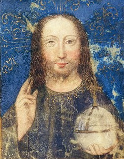 Le Christ en Salvator Munid (enluminure flamande, vers 1490, détail)