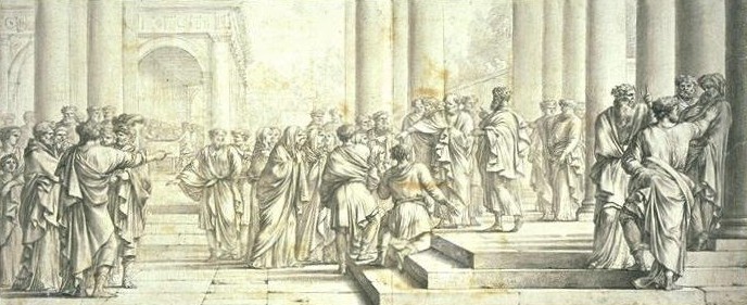 Les Apôtres demandent à la communauté de choisir sept diacres (dessin de Nicolas de la Hire, vers 1650)