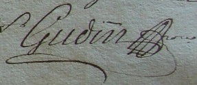 Signature du notaire étampois Gudin