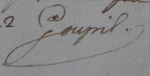 Signature de Pierre Goupil, curé de Saint-Martin d'Etampes (1722)