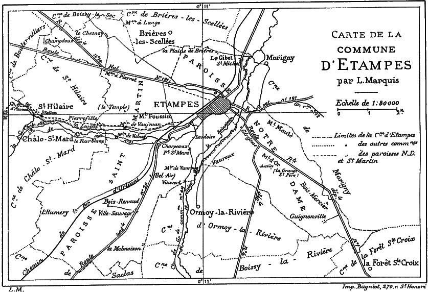 Carte de la Commune d'Etampes (dessin de Léon Marquis)