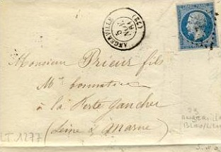 Courrier d'Angerville de 1861