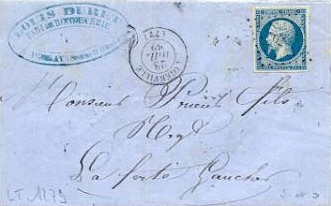 Courrier d'Angerville de 1862