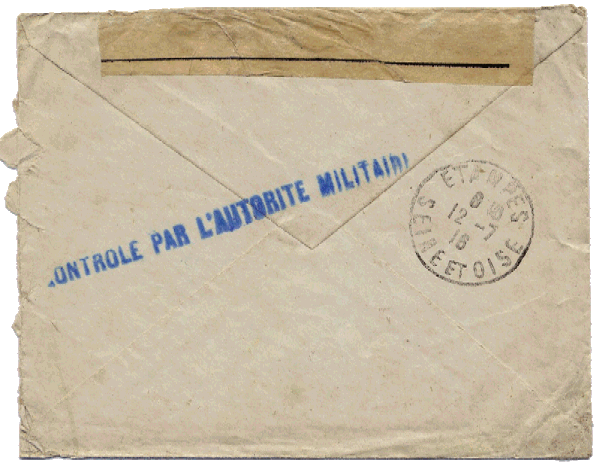 Courrier du 12 juillet 1916 ouvert et contrôlé par l'autorité militaire
