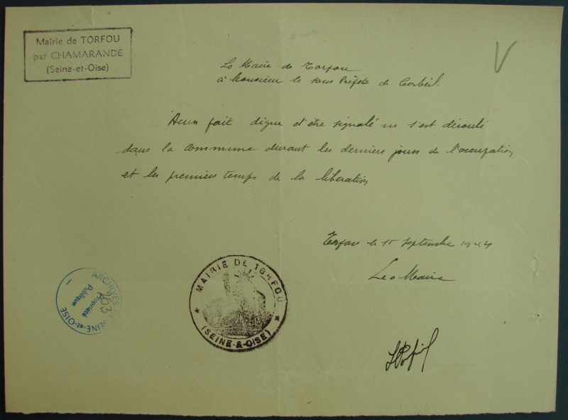 Compte-rendu de l'histoire de Boissy-le-Sec de 1939 à 1944