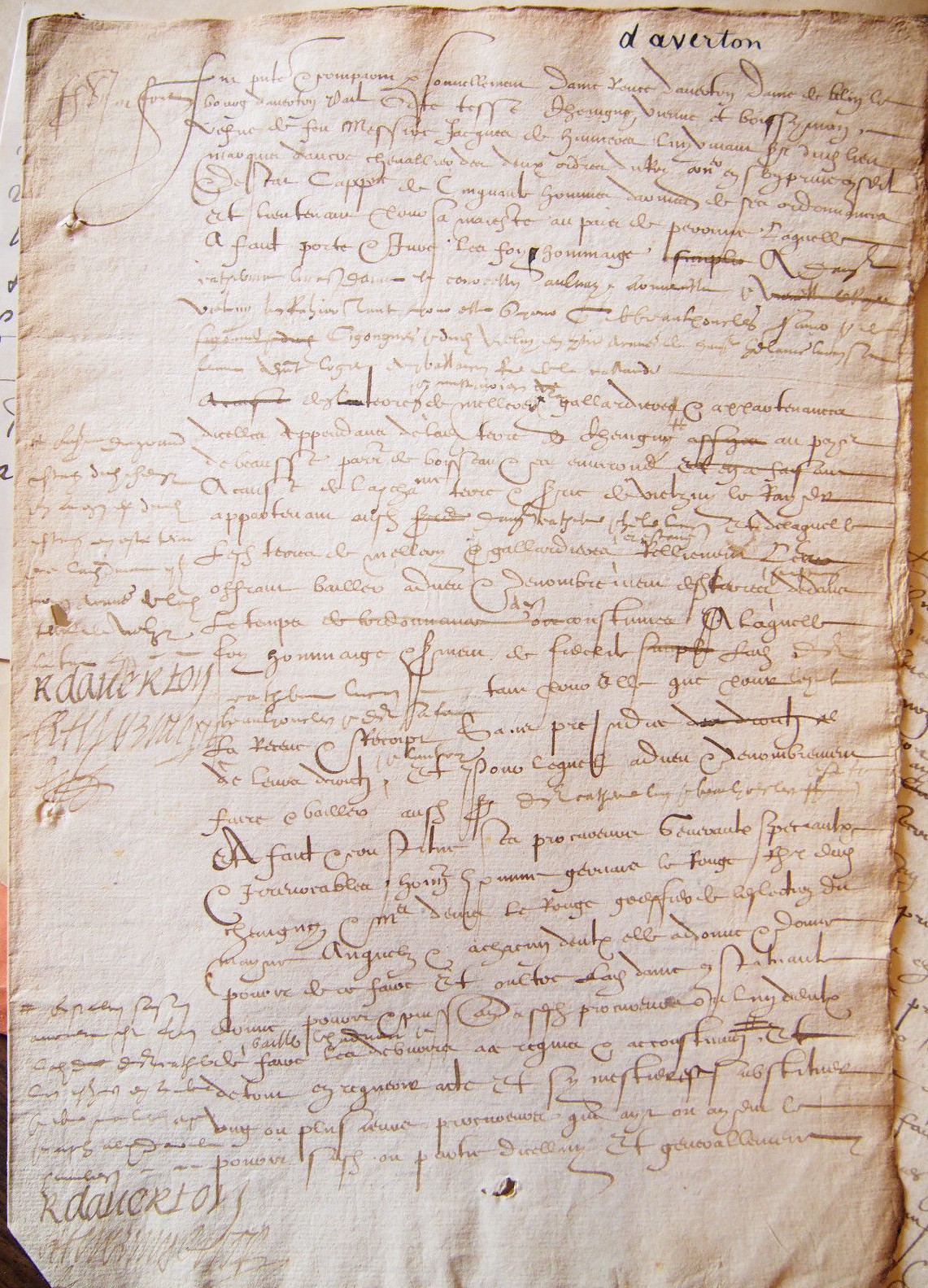 Document relatif à Renée d'Averton