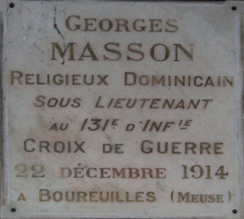 Plaque de Georges Masson au mémorial de l'église Notre-Dame d'Etampes (1921)