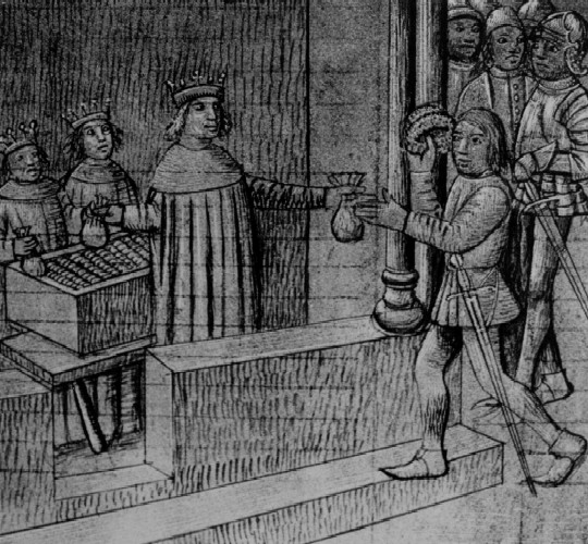 Seigneur percevant les taxes (Miniature du XVe siècle – BNF)
